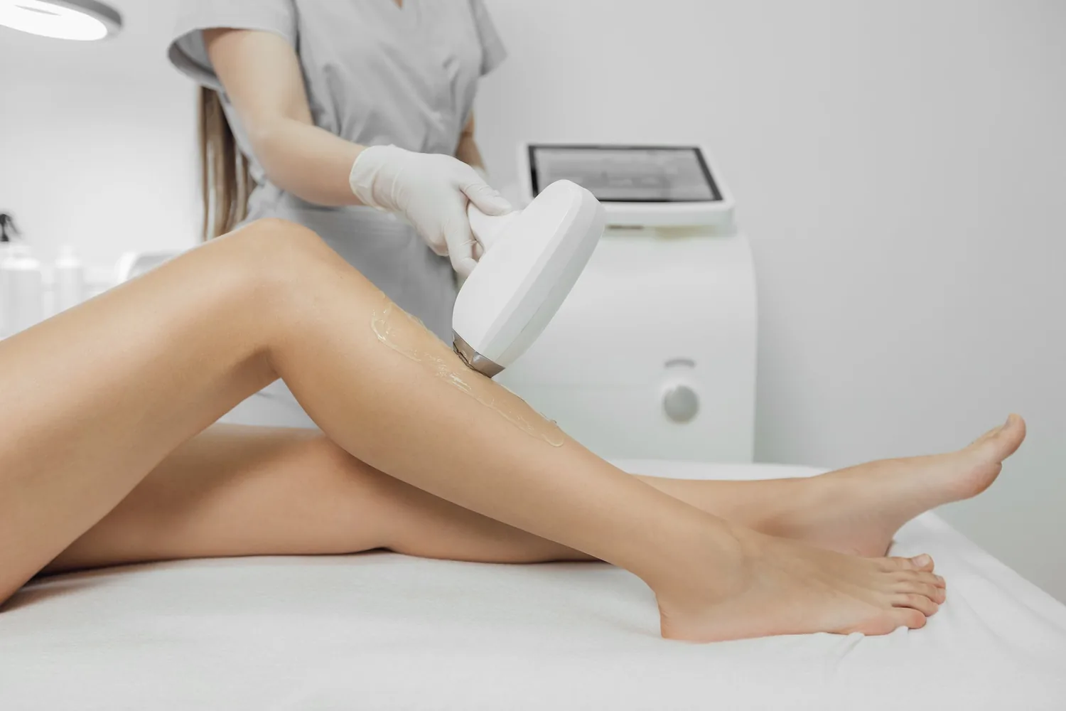 Laser hair removal on a woman's legs