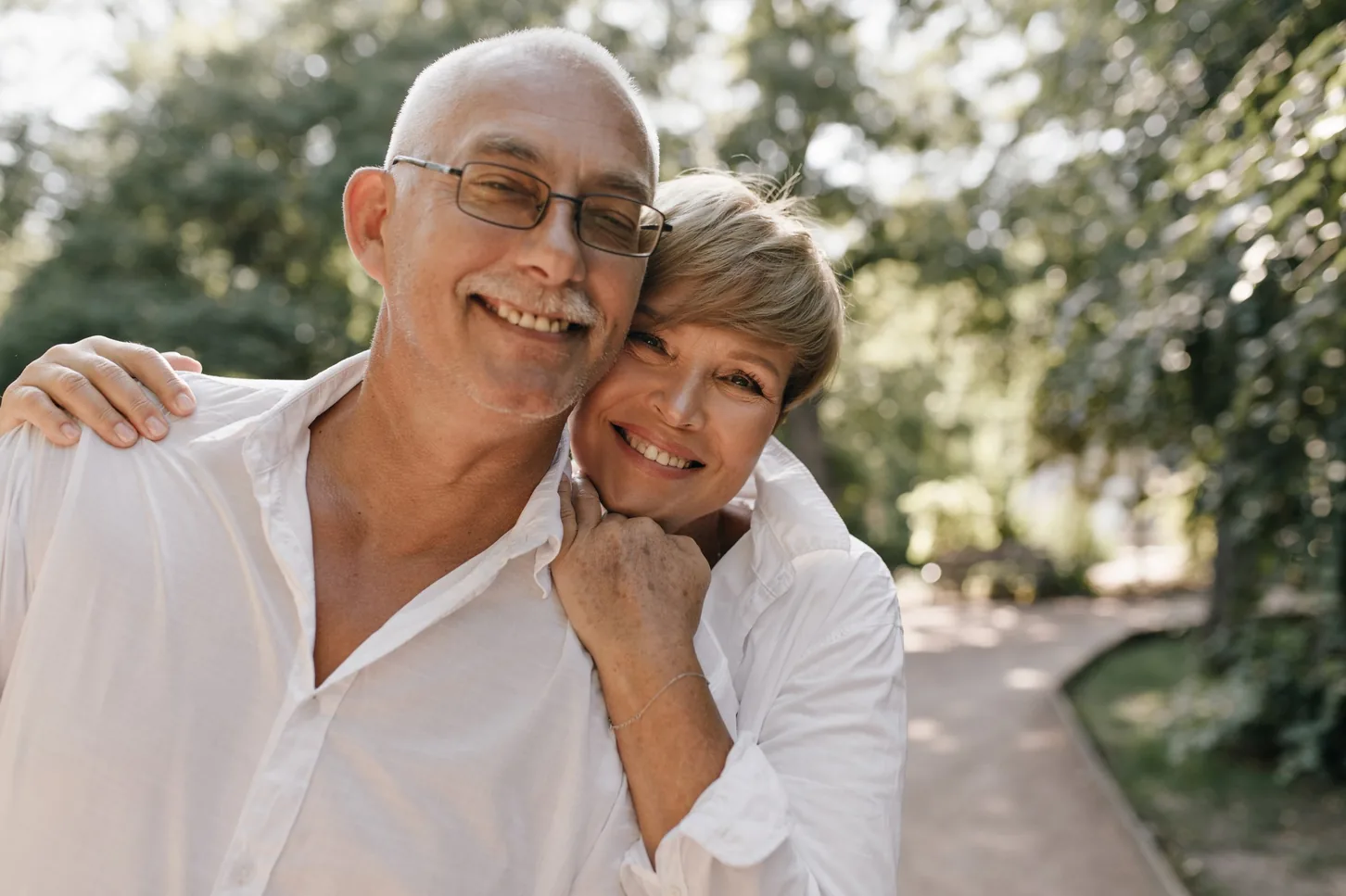 medical dermatology woman mature couple with no skin cancer